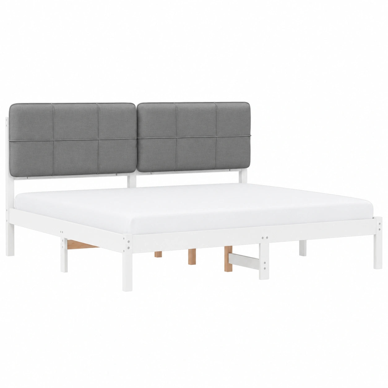 Lit, rembourré, coloris gris, pour la chambre