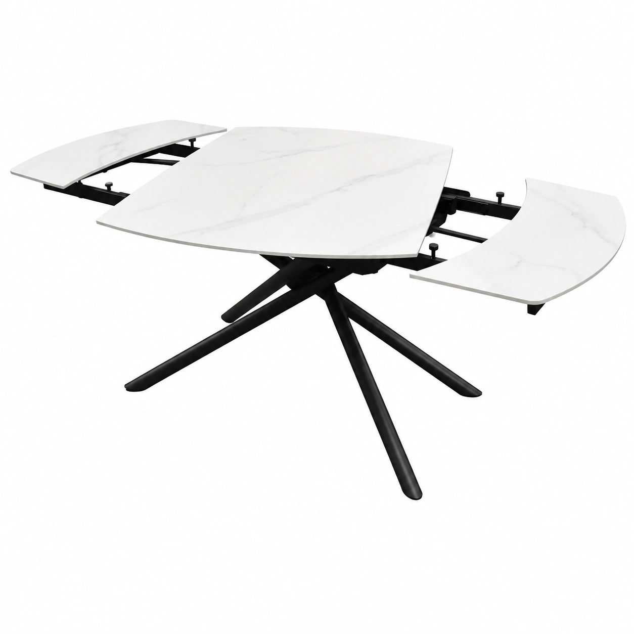 Table, extensible, pivotant, en métal, coloris noir et blanc, 120 x 88 x 76 cm, pour les espaces de vie