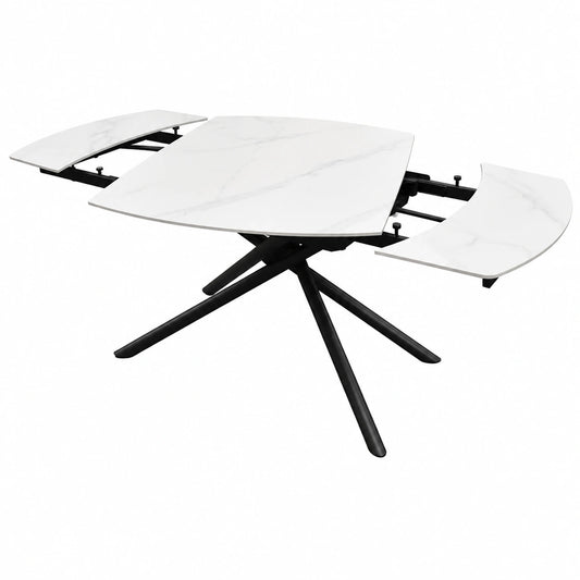 Table, extensible, pivotant, en métal, coloris noir et blanc, 120 x 88 x 76 cm, pour les espaces de vie