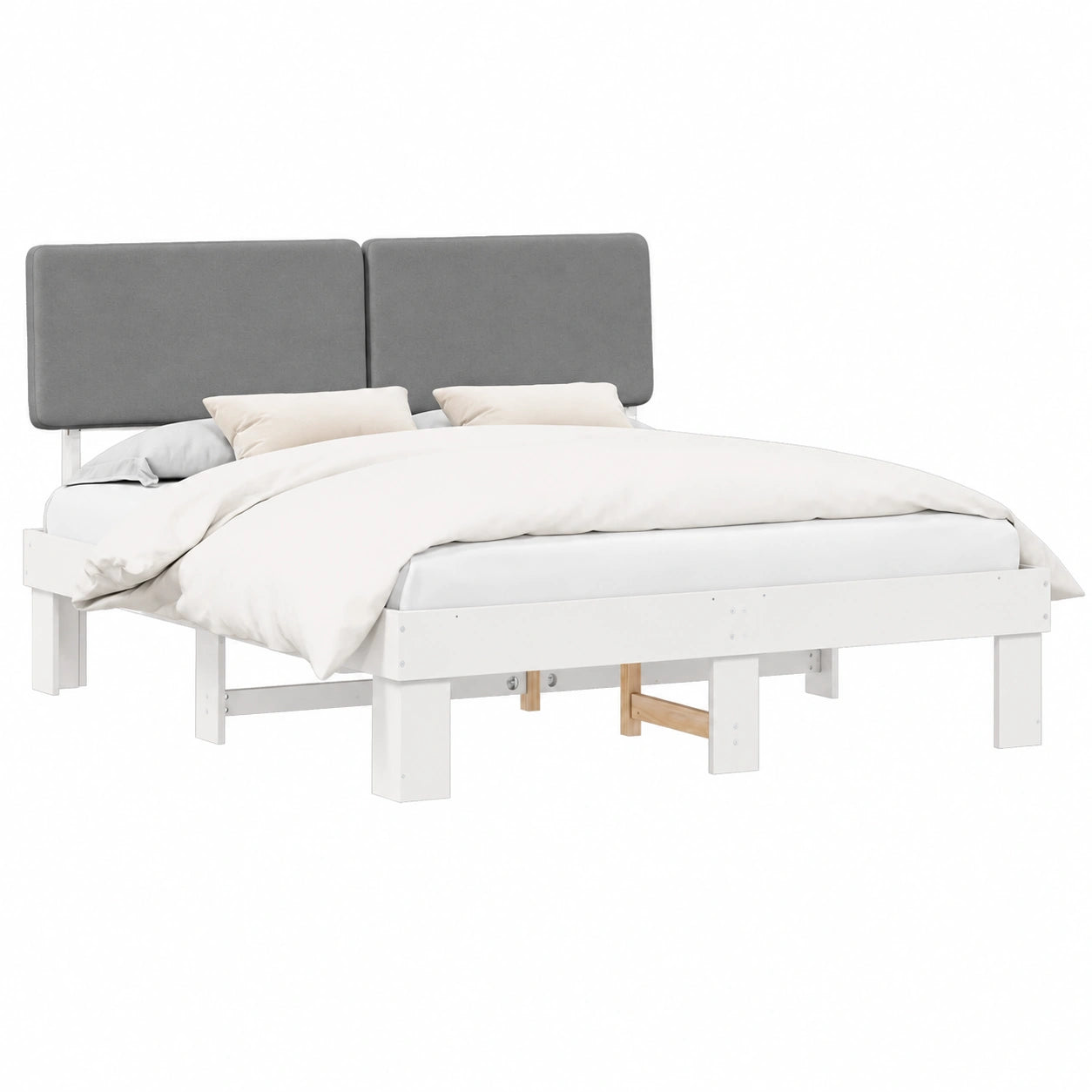 Lit, rembourré, coloris gris, pour la chambre
