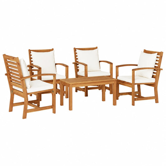 Salon de jardin, coloris naturel, 5 pièces, pour la terrasse ou le jardin