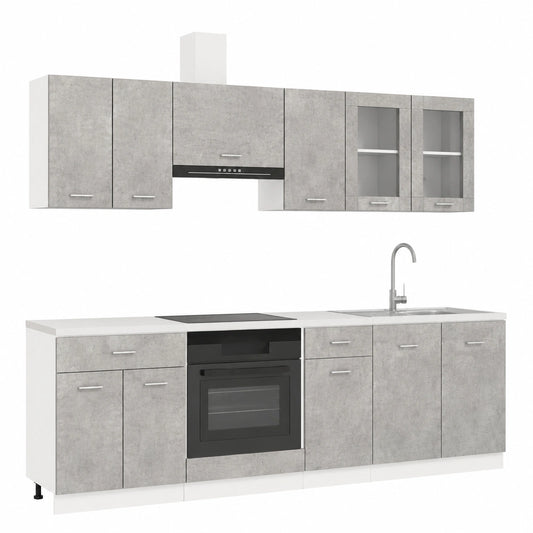 Ensemble de meubles de cuisine, avec rangement, 8 pièces, 240 x 46 x 81,5 cm, pour la cuisine