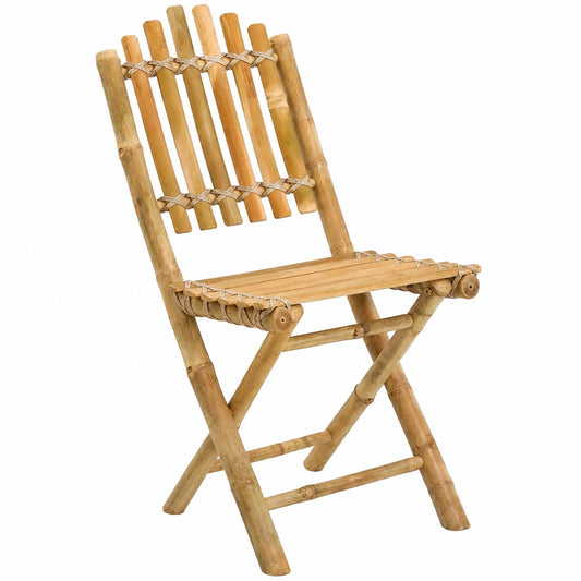 Chaise, en bambou, 4 pièces, coloris naturel, pour la salle à manger ou la cuisine